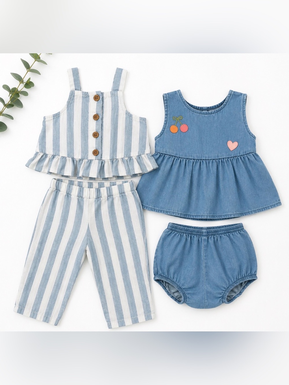 Carter’s Baby Girl 18M 4pc Outfit Bundle Linen Blend 100% Cotton Summer Sets